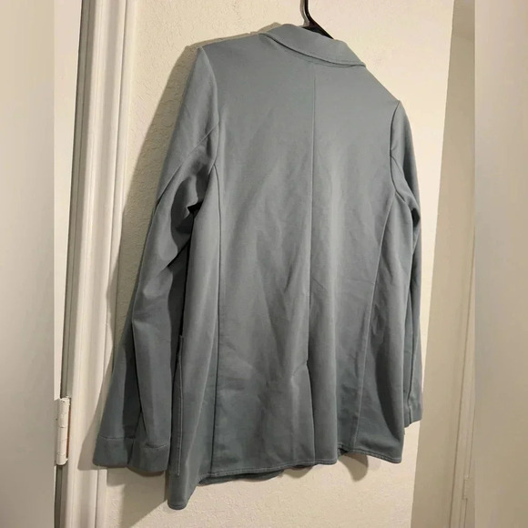 Athleta Eastbound Ponte Stretch Knit Open Front Blazer Jacket Sage Green Size 10 - Picture 9 of 10